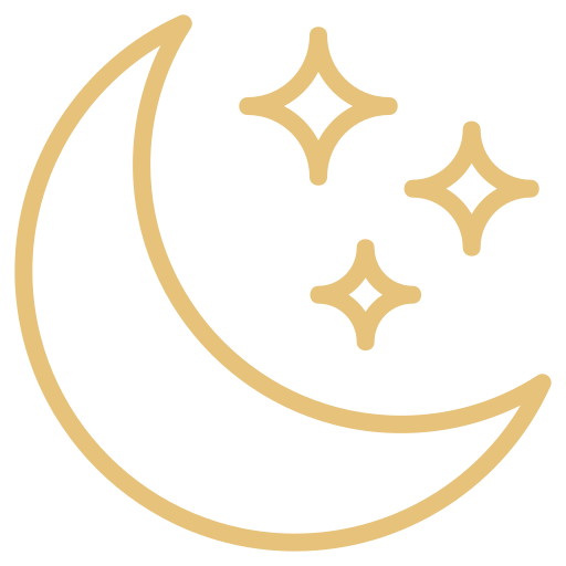 Crescent moon and stars icon representing the crystal cleansing and energy resetting ritual.